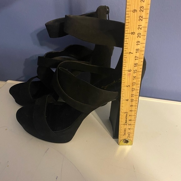 Qupid Women Open Toe Strappy Chunky Platform Heel black size 8.5 - Picture 4 of 5
